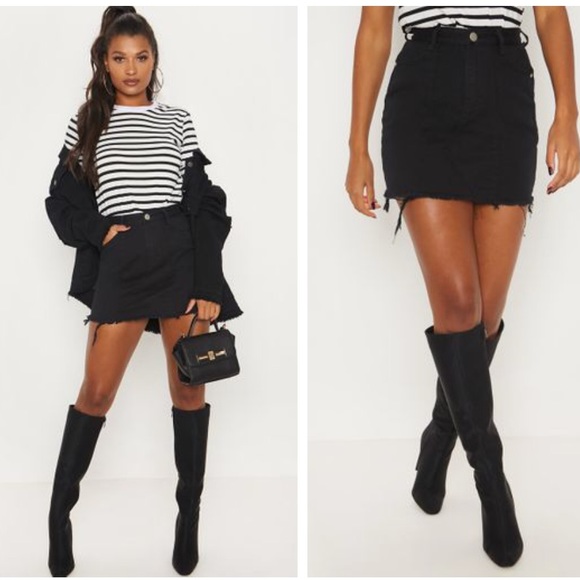 plt black denim skirt